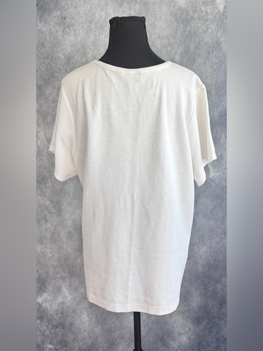 Essentials White Ribbed Panel Short-Sleeve Tee - Picture 4 of 8
